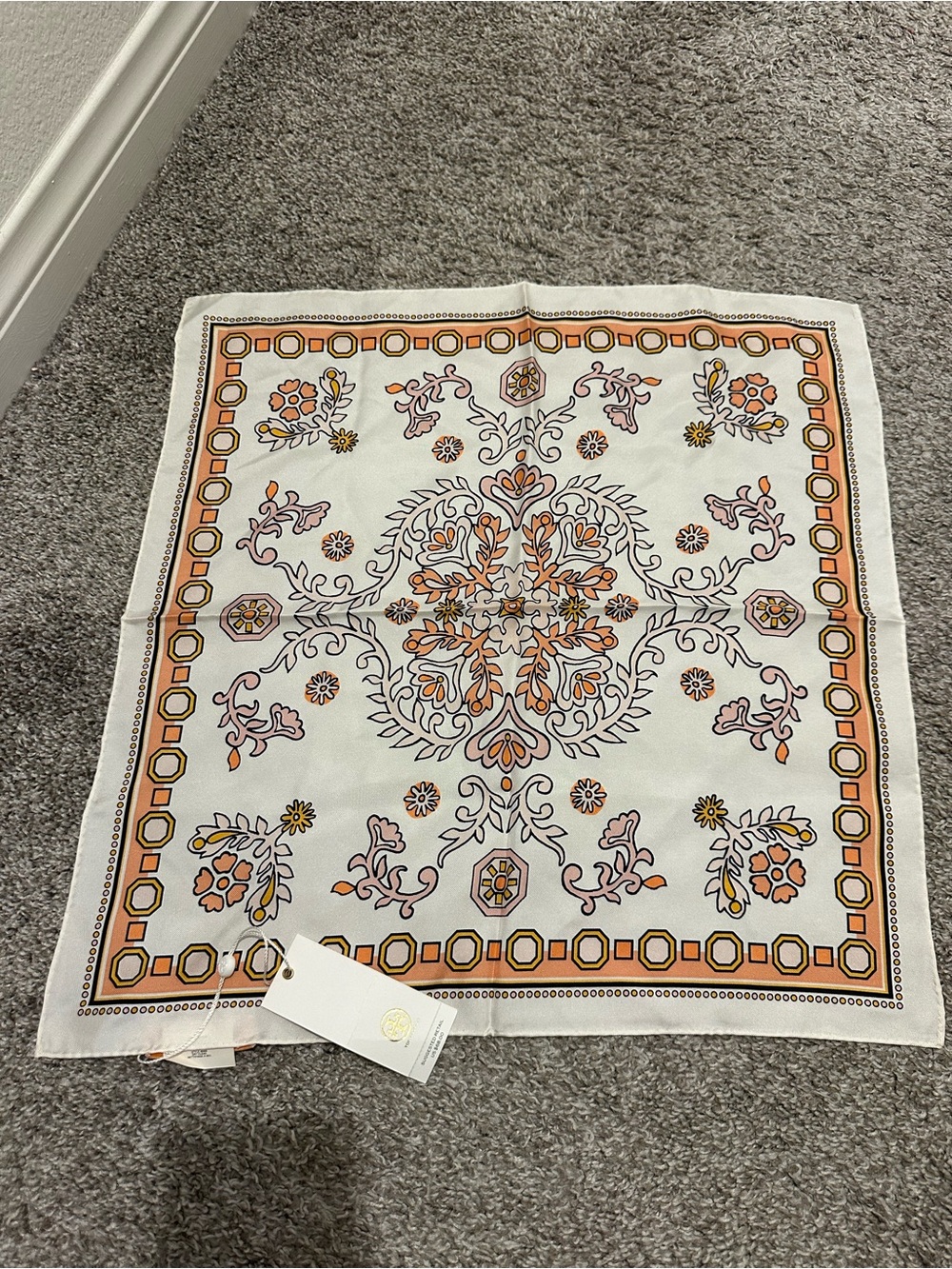 Tory Burch Bandana with Orange Floral Print